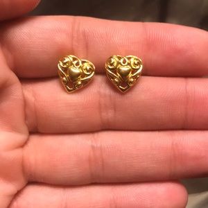Avon Vintage Goldtone Heart Filigree Earrings